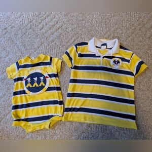Vintage 90s matching boy/infant Striped sailor shirt(6)/romper(6m) Made in USA
